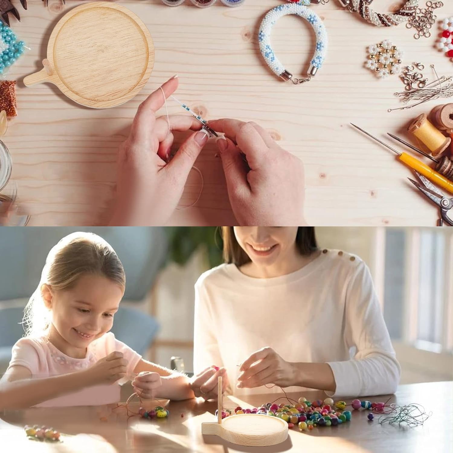 2 Styles Wooden Weaving Beading Loom Kit Beading Tray for DIY Jewelery Making BurlyWood 99x112x15mm 66x5mm 2pcs/set 2sets/bag