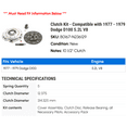thumbnail image 2 of Clutch Kit - Compatible with 1977 - 1979 Dodge D100 5.2L V8 1978, 2 of 2