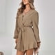 thumbnail image 4 of Moda mujer sexy color sólido hombro manga larga cuello en v vestido regular Fridja  yut4932, 4 of 8