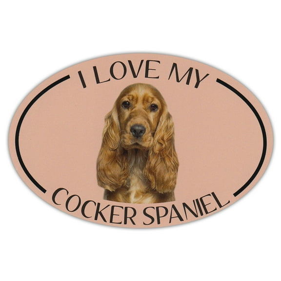 Oval Dog Breed Picture Car Magnet - I Love My Cocker Spaniel - Magnetic Bumper Sticker