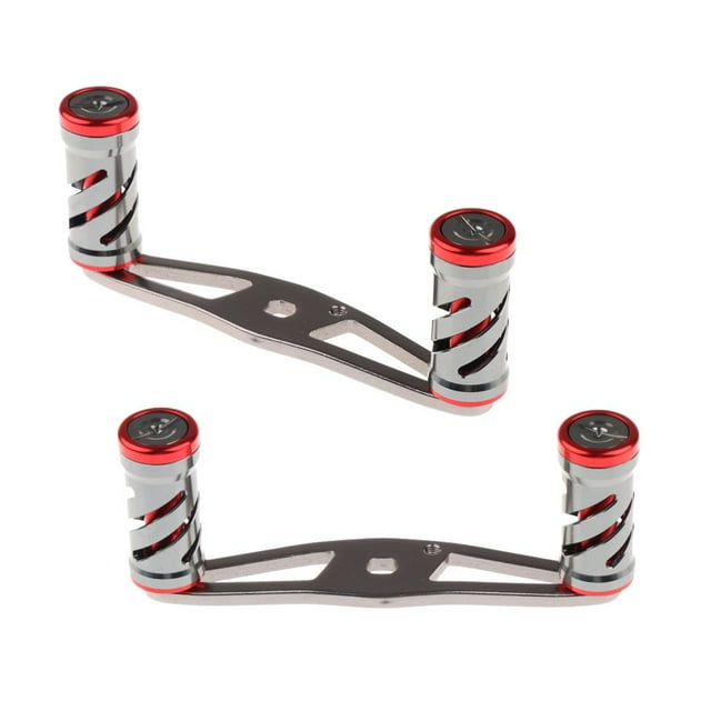 2 Piezas Mango de Carrete Carrete de Carrete Tackle Durable Izquierda Derecha Manos Accesorios de Pescado Rojo 10cm Soledad Manija del carrete de la pesca
