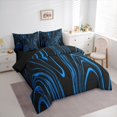 thumbnail image 3 of Manfei Geometric Striped Bedding Comforter Set 7 Pieces,Modern Line Art Full Bedding Set,Blue Geometric Stripes Fitted Sheet Flat Sheet For Boys Kidsightweight Bedroom Decorative,Reversible, 3 of 8