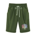 thumbnail image 4 of CALAFEBILA Womens Bermuda Shorts Plus Size Cotton Linen Drawstring Casual Women Shorts Plus Size with Pockets, 4 of 4
