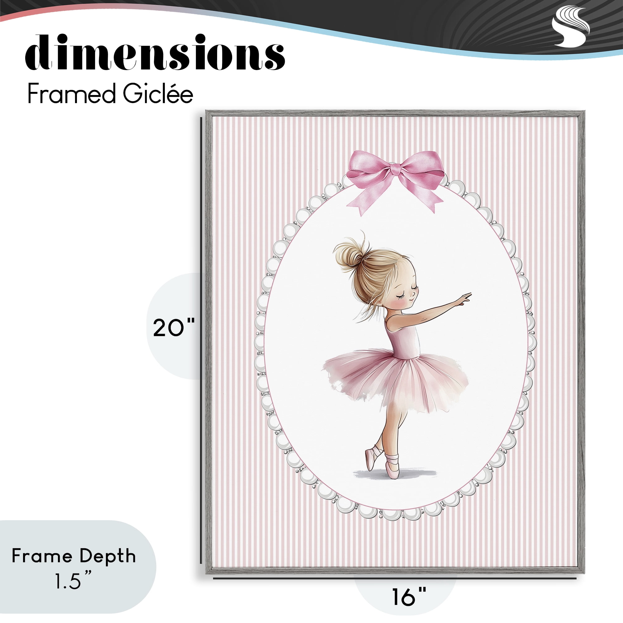 Stupell Industries Blush Pink Ballerina Gray Framed Giclee Art, design by Christine Simpson Art