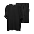 thumbnail image 3 of Mens Outfits 2 Piece Men's 2 Piece Outfits Hipster Patchwork Tee Shirt And Short Set Sports Tracksuits Man Suit Mens Suits 3 Tuxedo Rentals Night for Men Prom Men Black XXL, 3 of 7