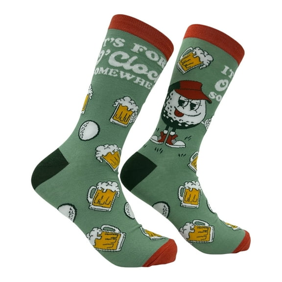 Its Fore O Clock Somewhere Socks Funny Sarcastic Golfing Graphic Novelty Footwear for Men