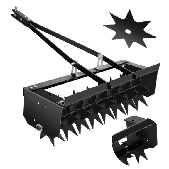Generic Tow Behind Lawn Aerator with Star Shape Steel Tines & Universal Hitch, 200 LBS Tow Behind Spike Aerator Machine, Pull Behind Lawn Plug Aerator for Field, Garden, Yard