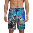 thumbnail image 2 of Rocae Sea Turtle Swims for Men's Soft Sleep Pajama Shorts, Waistband and Pockets, 2 of 9