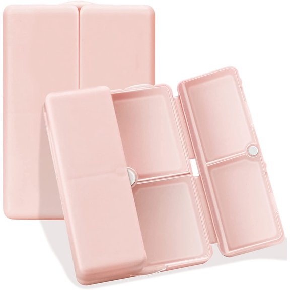 Travel Pill Organizer, 7 Compartments Small Pill Box Medicine Case-Pink