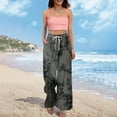 thumbnail image 6 of Women's Tie-Dye Palazzo Pants - High Waist Wide Leg Bohemian Summer Casual Trousers with Elastic Waist & Pockets ,Gray,2XL, 6 of 7