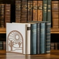 thumbnail image 6 of Metal Bookends for Shelves Modern Decor Heavy Duty Study Book Support Stoppers for Office Desk Shelf Room 5.3"x4.3"x6.1" Cast Iron Simple Brown Book Ends 1 Pair (Landscape), 6 of 8