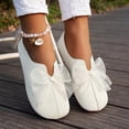 thumbnail image 4 of Bow Mary Jane Sneakers for Women, Women's Slip On Flats With Elegant Bowknot, Comfortable Lightweight Casual Shoes, Faux Cover Upper & Pu Sole, Breathable Design for Indoor Outdoor Walking, White 8.5, 4 of 7