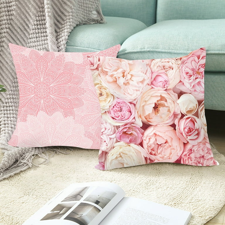 Pastel Pink Floral & Gingham Pillows