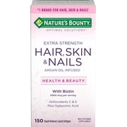 Nature's Bounty Optimal Solutions Hair Skin & Nails Extra Strength, 150 Softgels,  Multivitamin Supplement, with Antioxidants C & E