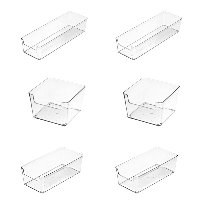 6Pcs Clear Drawer Organizer Drawer Divider Storage Box Bins Case for