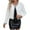 White, variant on wdsxpo Womens Tweed Cardigan Blazer Jacket Cropped Long Sleeve Blazers with Pockets Crewneck Open Front Jackets Fashion Clothes