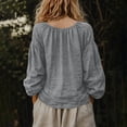 thumbnail image 6 of ThriftyPlait Boho Tops for Women Casual Cotton V Neck Blouses Summer Puff Long Sleeve Breathable Tops Elegant Lantern Sleeve Vacation Outfit, 6 of 7