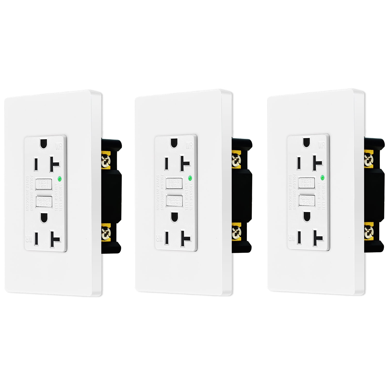 Ground Fault Circuit Interrupter UL Listed Safelock Protection Decorative Wallplate 1-Pack GFCI 20A Tamper Resistant Duplex Receptacle Standard Decorative Outlet with LED Indicator Ivory 