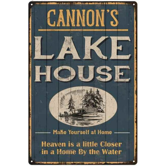 CANNON'S Lake House Blue Cabin Home Decor Gift 8x12 Metal 108120038436