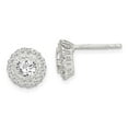 thumbnail image 5 of Sterling Silver Cubic Zirconia Halo Post Stud Earrings, 5 of 5