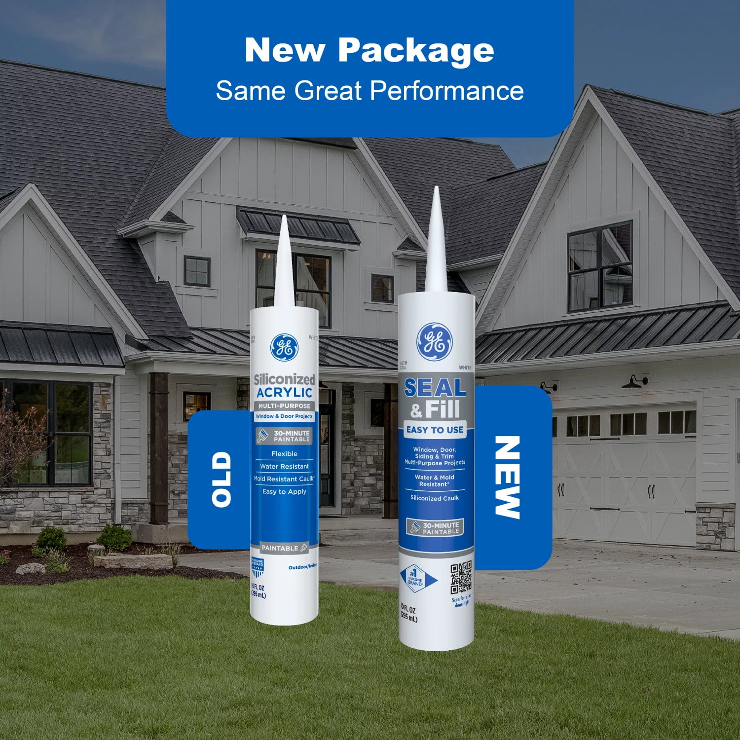 (6 pack) GE Seal And Fill Multipurpose Window & Door, Pack of 1, Clear 10 fl oz Cartridge