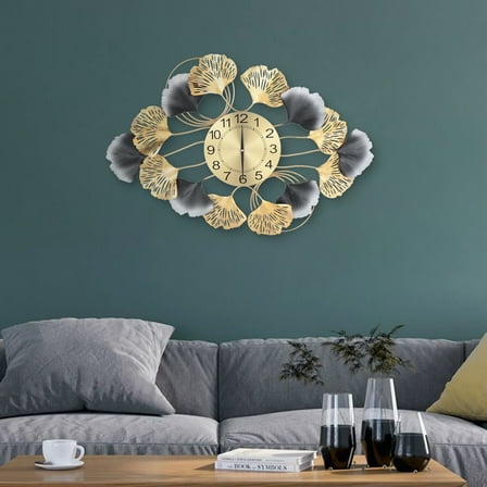 Large Wall Clock for Living Room Decor Modern Big Wall Clock Decoration for Home Kitchen Dining Room Indoor Silent Giant Gold Wall Clock Battery Operated Decorative for Bathroom Bedroom