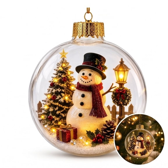 Glowing Christmas Story Ornament, Light-Up Mini Holiday Scene with Warm LED Light, Festive Keepsake for Tree & Mantel