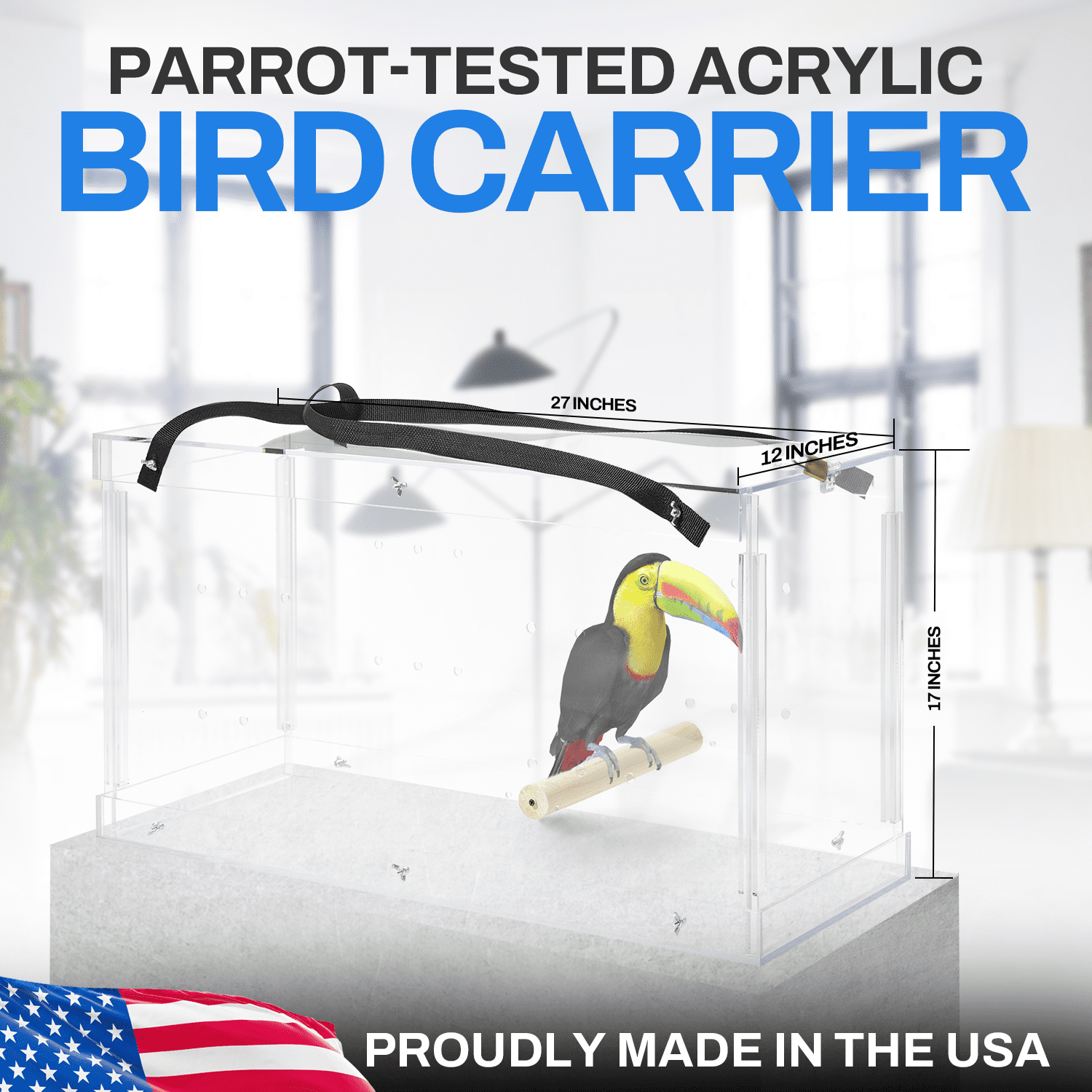 PENNZONI Macaw & Parrot Carrier, Large Bird Acrylic Cage, Bird Transporters
