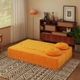 thumbnail image 4 of Jopath Queen Size Convertible Futon Sofa Bed,Plush Corduroy Foam-Filled Sleeper Sofa Bed,Folding Mattress Couch Loveseat for Living Room,Guest Bed,No Assembly Required,Yellow, 4 of 13