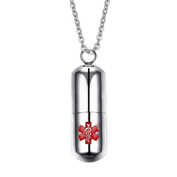 Vintage Reminder Urn Emergency Symbol Urn Pendant Stainless Steel Necklace for