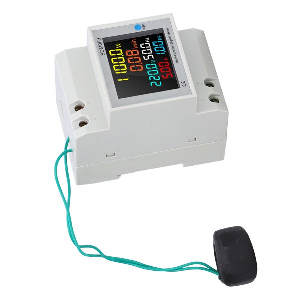 Medidor De Factor De Potencia Medidor De Energía Digital Riel DIN LED Factor De Potencia Activo Medidor De Potencia Multifuncional Ac80 300 100a