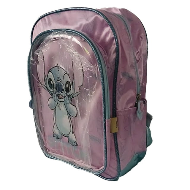 Mochila Escolar Disney Stitch Rosa para Niña de Kinder con Bolsas Laterales y Correas Acolchadas
