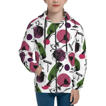 

Hoodies for Teen Girls Boys Wine Bottle Print No.9018 Long Sleeve Youth Kids Essentials Zip Up Hoodie Lghtweight Fashion Hoodies & Sweatshirts Jacket Fall Winter Outfits Tops