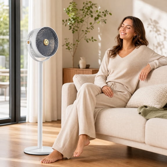 3-in-1 Adjustable Height Circulating Fan, Desktop Floor Ceiling Fan with Tilt Head, Powerful Airflow for Home Bedroom Office