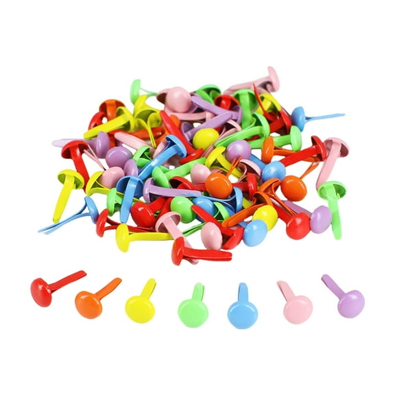 100Pcs Split Pins Multicolor Metal Brad Fasteners Round Brads Heart Brads Flower Brads for Paper Craft Scrapbooking