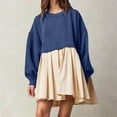 thumbnail image 2 of Robe Chandail en Molleton Oversize pour Femmes, Manches Longues, Col Rond, Décontractée, Été, 224 Tops, Coupe Décontractée, Mi-Longue, 2 of 5