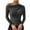 Dark Gray, variant on Soki Women Long Sleeve Tops Off Shoulder Asymmetrical Y2k Top Basic Going Out Tops