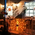 thumbnail image 4 of Halloween Spider Web Light LED and a 5in Spider, 3.28ft Spider Web Light Decorations 70 LED Lighted, Indoor Outdoor House Yard Garden Scary Halloween Window Light, Battery Operated, Orange, 4 of 10