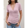 thumbnail image 3 of ANRABESS Womens Tops Short Sleeve V Neck Sexy Ribbed Knit Slim Fit Lightweight Sweater 2026 Summer Dressy Casual T-Shirts Large, 3 of 7