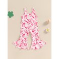 thumbnail image 2 of Bagilaanoe Toddler Baby Girl Summer Jumpsuit Sleeveless Print Romper Overalls 12M 18M 24M 3T 4T 5T Kids Long Flared Pants Summer Clothes, 2 of 7