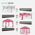 thumbnail image 4 of Meetleisure 11'x11' Pop Up Gazebo for Patios, Outdoor Canopy Tent with Sidewalls, Mosquito Netting, Pop Up Shelter for Wedding Party, Pink, 4 of 11