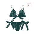 thumbnail image 1 of Conjunto de ropa interior de encaje floral encantador para mujer, regalo de lencería de bragas de malla, verde oscuro, L Guardurnaity XX000194-15, 1 of 7