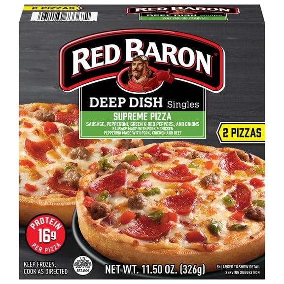 Red Baron Supreme Deep Dish Singles Frozen Personal Pizza, 11.5 oz 2 Pack