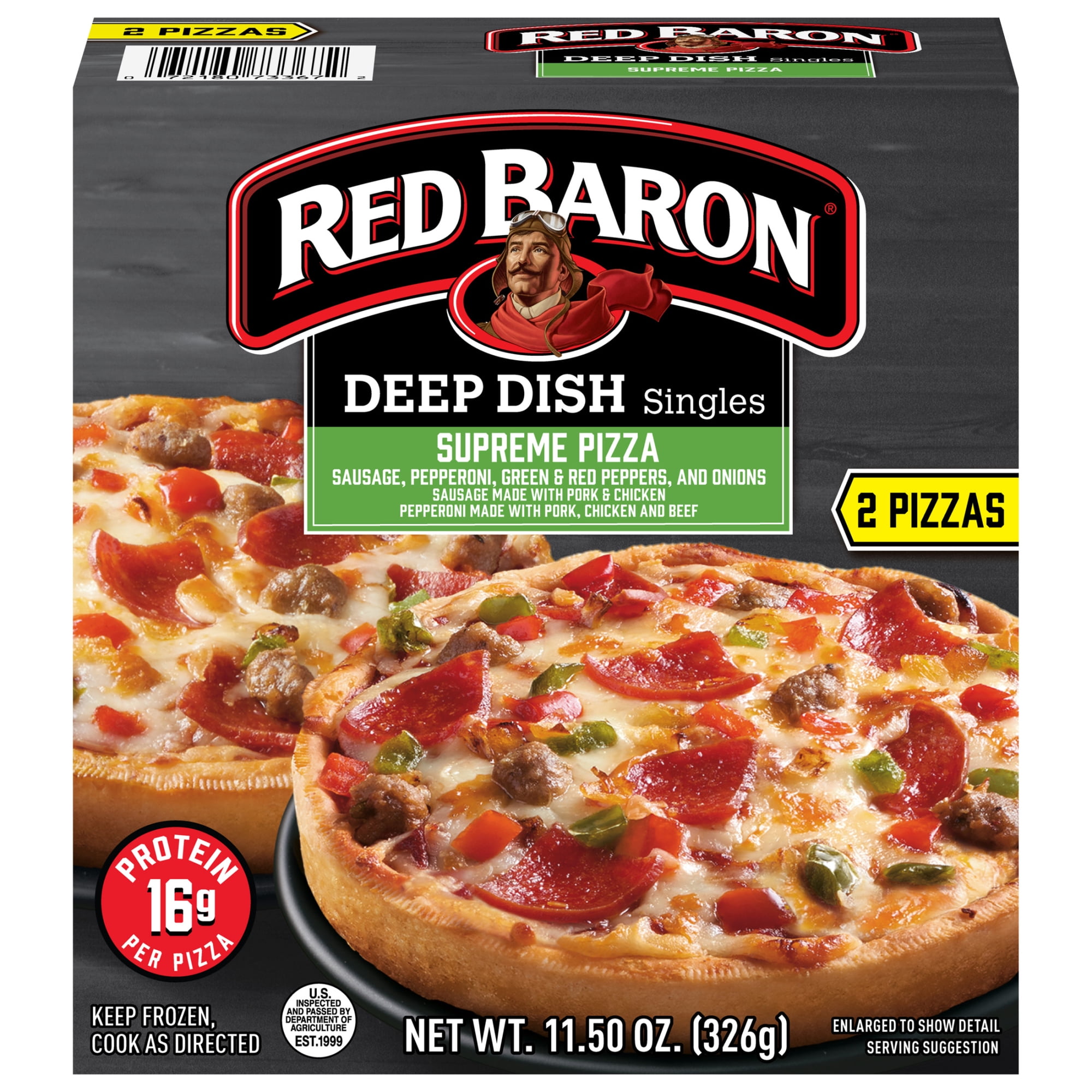 Red Baron Supreme Deep Dish Singles Frozen Personal Pizza, 11.5 oz 2 Pack
