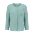 thumbnail image 5 of Hurxie 2 Piece Linen Set for Women Oversized Wrinkle Long Sleeve Button Down Shirts and Drawstring Shorts Beach Outfit Sets Mint Green,3XL, 5 of 5