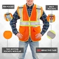 thumbnail image 3 of Chaleco de seguridad SULWZM 3M con bolsillos reflectantes con cremallera naranja L, 3 of 6