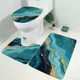 thumbnail image 2 of Blue and Gold Marble Sparkle Waves Pattern Bathroom Rugs Sets 3 Piece,Toilet Cover Set,Absorbent Non Slip Bathroom Mats Sets with U-Shaped Contour Rug Toilet Rug Set, 2 of 5