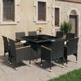 thumbnail image 1 of vidaXL 9 Piece Garden Dining Set Poly Rattan and Acacia Wood Black, 1 of 5