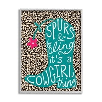 Stupell Spurs & Bling Cowgirl Thing Boot Inspirational Painting Gray Framed Art Print Wall Art
