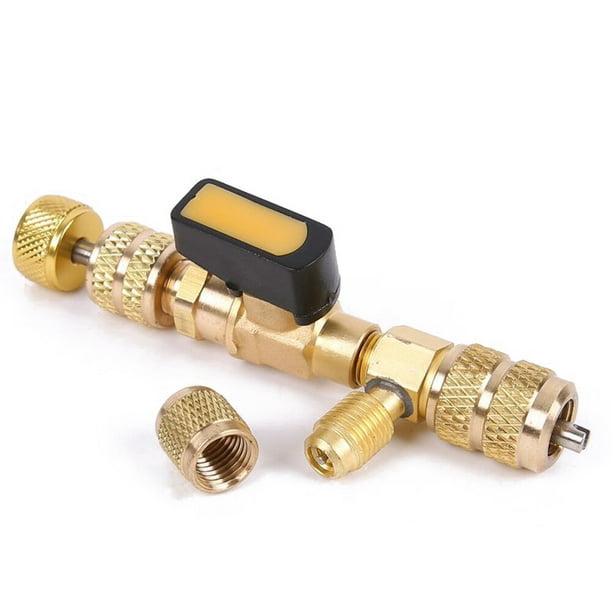 Kit de Herramientas para Válvulas de Aire Acondicionado R410 y R22, Extracción y Montaje sin Fugas, Accesorios de Servicio para Refrigeración, Color Dorado, Metal, Tamaño 140x70mm.
